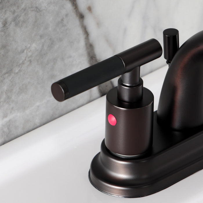 Kingston Tulare KB8615CKL - Kaiser Double-Handle 3-Hole Deck Mount 4-Inch Centerset Bathroom Faucet with Pop-Up Drain, Oil Rubbed Bronze