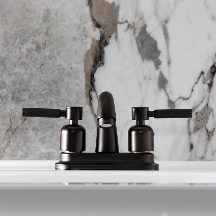 Kingston Tulare KB8615DKL - Kaiser Double-Handle 3-Hole Deck Mount 4-Inch Centerset Bathroom Faucet with Pop-Up Drain, Oil Rubbed Bronze