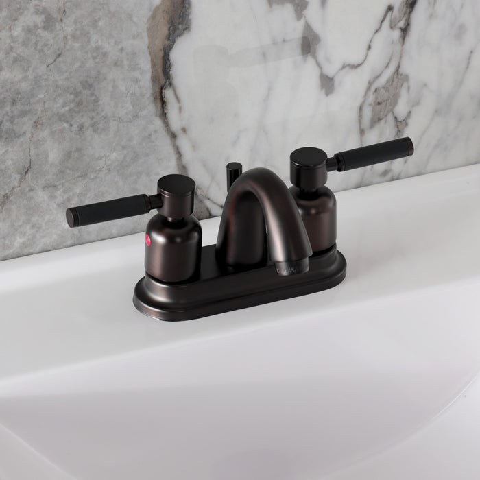 Kingston Tulare KB8615DKL - Kaiser Double-Handle 3-Hole Deck Mount 4-Inch Centerset Bathroom Faucet with Pop-Up Drain, Oil Rubbed Bronze