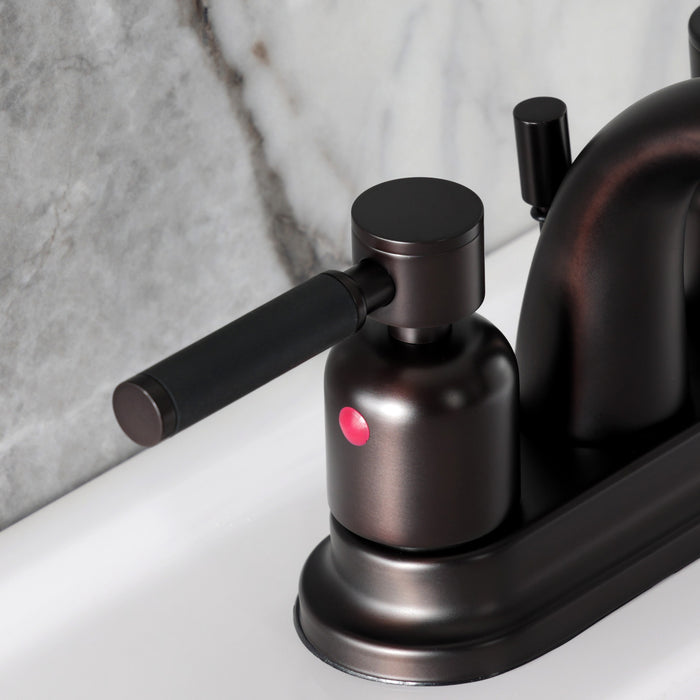 Kingston Tulare KB8615DKL - Kaiser Double-Handle 3-Hole Deck Mount 4-Inch Centerset Bathroom Faucet with Pop-Up Drain, Oil Rubbed Bronze