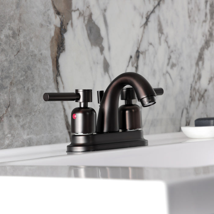 Kingston Tulare KB8615DL - Concord Double-Handle 3-Hole Deck Mount 4-Inch Centerset Bathroom Faucet with Pop-Up Drain, Oil Rubbed Bronze