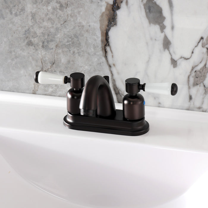 Kingston Tulare KB8615DPL - Paris Double-Handle 3-Hole Deck Mount 4-Inch Centerset Bathroom Faucet with Pop-Up Drain, Oil Rubbed Bronze