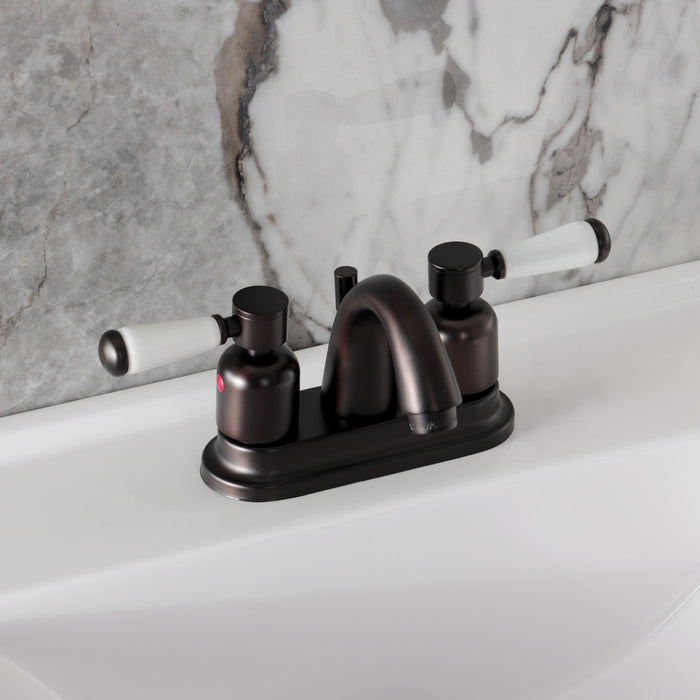Kingston Tulare KB8615DPL - Paris Double-Handle 3-Hole Deck Mount 4-Inch Centerset Bathroom Faucet with Pop-Up Drain, Oil Rubbed Bronze