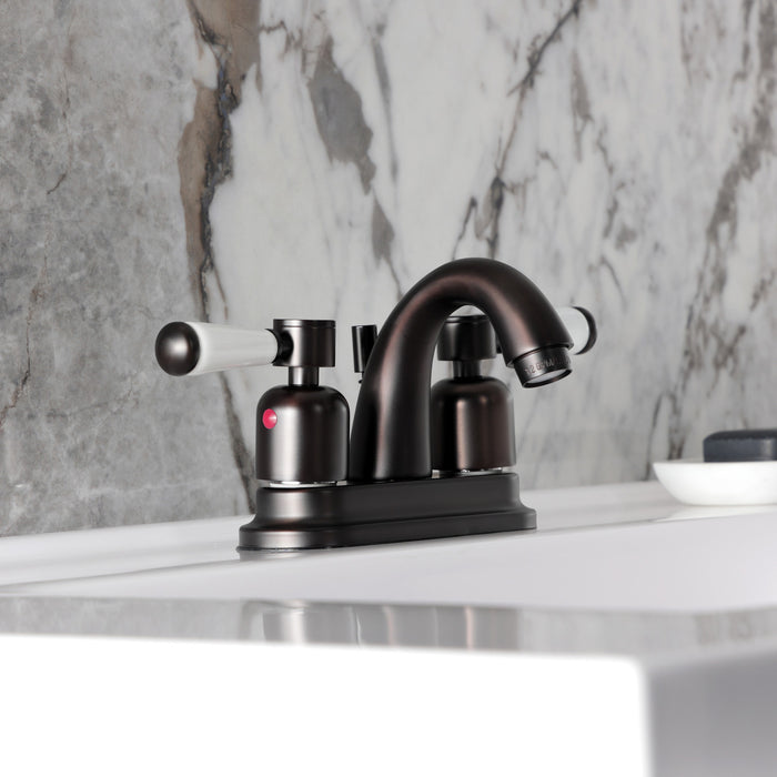 Kingston Tulare KB8615DPL - Paris Double-Handle 3-Hole Deck Mount 4-Inch Centerset Bathroom Faucet with Pop-Up Drain, Oil Rubbed Bronze