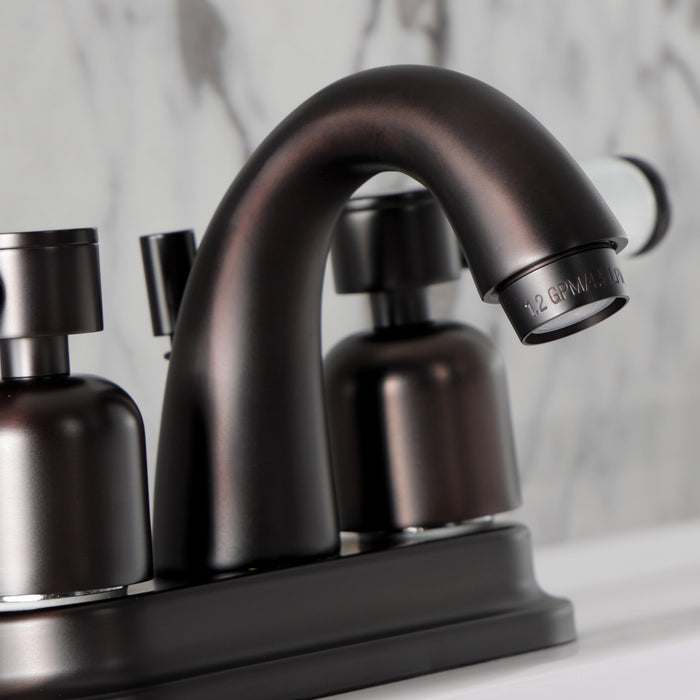 Kingston Tulare KB8615DPL - Paris Double-Handle 3-Hole Deck Mount 4-Inch Centerset Bathroom Faucet with Pop-Up Drain, Oil Rubbed Bronze