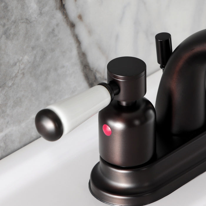 Kingston Tulare KB8615DPL - Paris Double-Handle 3-Hole Deck Mount 4-Inch Centerset Bathroom Faucet with Pop-Up Drain, Oil Rubbed Bronze