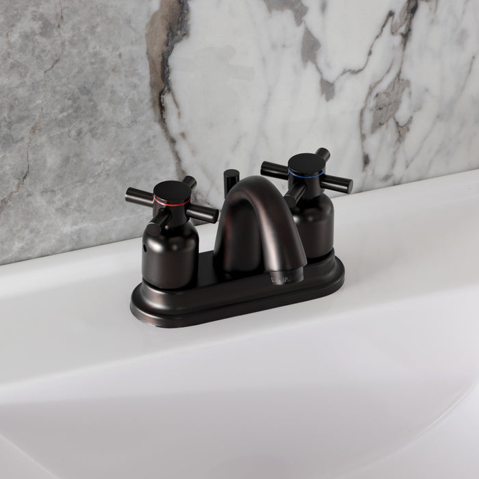 Kingston Tulare KB8615DX - Concord Double-Handle 3-Hole Deck Mount 4-Inch Centerset Bathroom Faucet with Pop-Up Drain, Oil Rubbed Bronze