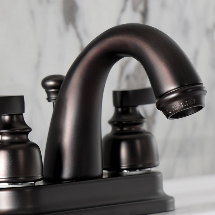 Kingston Tulare KB8615NFL - NuWave French Double-Handle 3-Hole Deck Mount 4-Inch Centerset Bathroom Faucet with Pop-Up Drain, Oil Rubbed Bronze