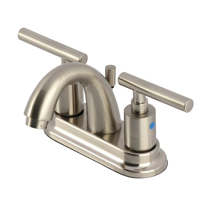 Manhattan KB8618CML Two-Handle 3-Hole Deck Mount 4" Centerset Bathroom Faucet with Pop-Up Drain, Brushed Nickel