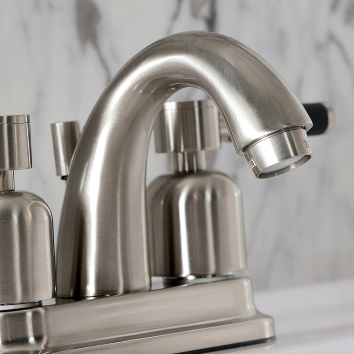 Kingston Tulare KB8618DKL - Kaiser Double-Handle 3-Hole Deck Mount 4-Inch Centerset Bathroom Faucet with Pop-Up Drain, Brushed Nickel