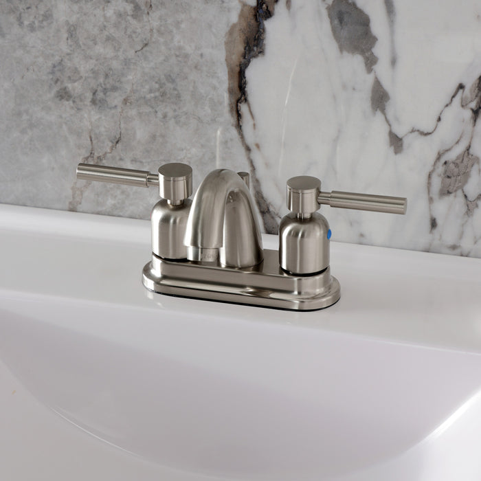 Kingston Tulare KB8618DL - Concord Double-Handle 3-Hole Deck Mount 4-Inch Centerset Bathroom Faucet with Pop-Up Drain, Brushed Nickel