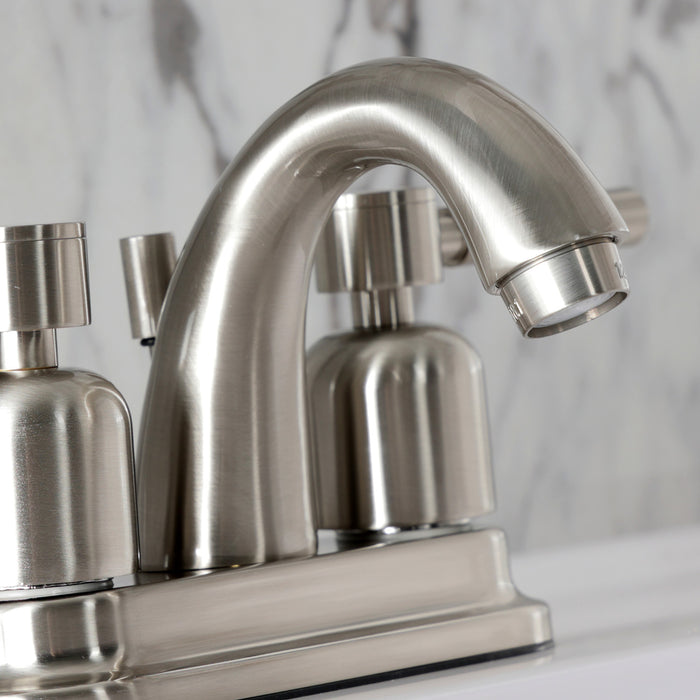 Kingston Tulare KB8618DL - Concord Double-Handle 3-Hole Deck Mount 4-Inch Centerset Bathroom Faucet with Pop-Up Drain, Brushed Nickel