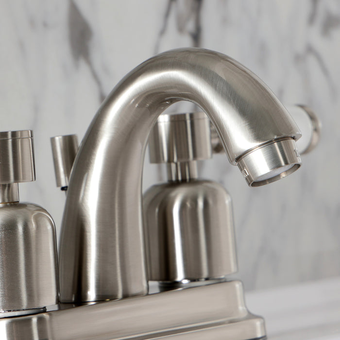 Kingston Tulare KB8618DPL - Paris Double-Handle 3-Hole Deck Mount 4-Inch Centerset Bathroom Faucet with Pop-Up Drain, Brushed Nickel