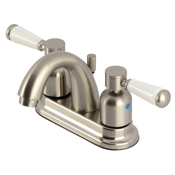 Paris KB8618DPL Two-Handle 3-Hole Deck Mount 4" Centerset Bathroom Faucet with Plastic Pop-Up, Brushed Nickel