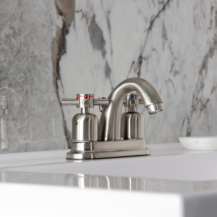 Kingston Tulare KB8618DX - Concord Double-Handle 3-Hole Deck Mount 4-Inch Centerset Bathroom Faucet with Pop-Up Drain, Brushed Nickel