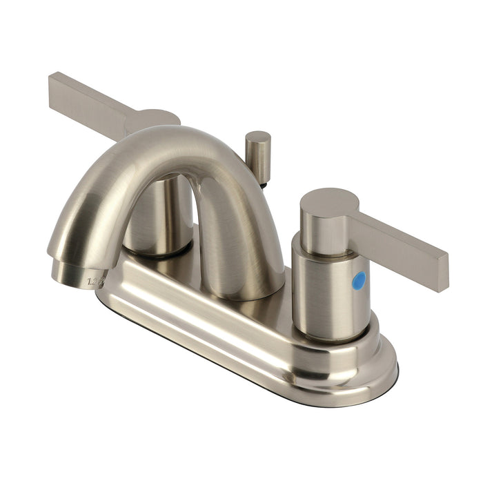 NuvoFusion KB8618NDL Two-Handle 3-Hole Deck Mount 4" Centerset Bathroom Faucet with Plastic Pop-Up, Brushed Nickel