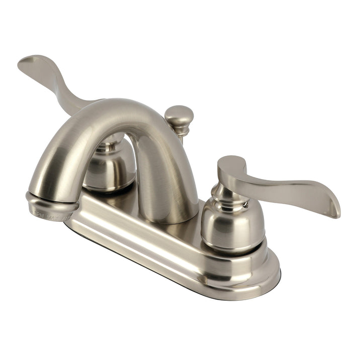 Kingston Tulare KB8618NFL - NuWave French Double-Handle 3-Hole Deck Mount 4-Inch Centerset Bathroom Faucet with Pop-Up Drain, Brushed Nickel