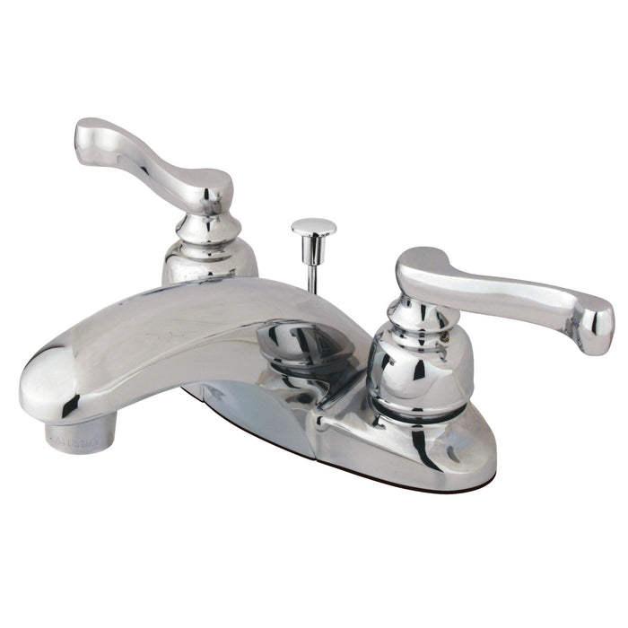 Kingston Tulare KB8621FL - Royale Double-Handle 3-Hole Deck Mount 4-Inch Centerset Bathroom Faucet with Pop-Up Drain, Polished Chrome