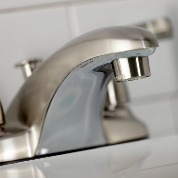 Kingston Tulare KB8628FL - Royale Double-Handle 3-Hole Deck Mount 4-Inch Centerset Bathroom Faucet with Pop-Up Drain, Brushed Nickel