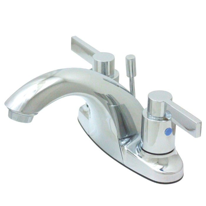 Kingston Tulare KB8641NDL - NuvoFusion Double-Handle 3-Hole Deck Mount 4-Inch Centerset Bathroom Faucet with Pop-Up Drain, Polished Chrome