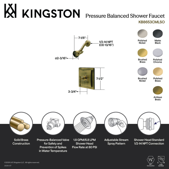 Kingston Sona KB8650CMLSO - Manhattan Single-Handle Pressure Balanced Tub and Shower Faucet, Matte Black