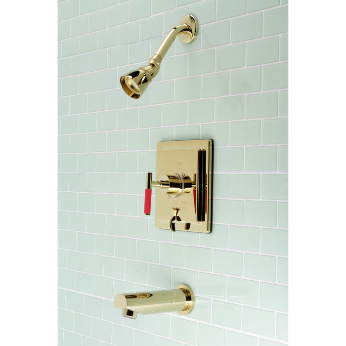 Kingston Sona KB86520CKL - Kaiser Single-Handle Pressure Balanced Tub and Shower Faucet, Polished Brass