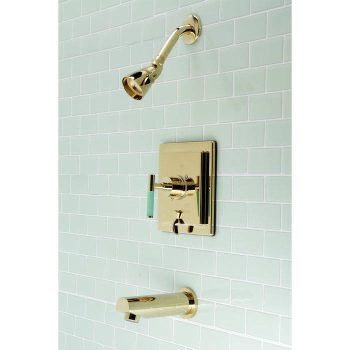 Kingston Sona KB86520CKL - Kaiser Single-Handle Pressure Balanced Tub and Shower Faucet, Polished Brass