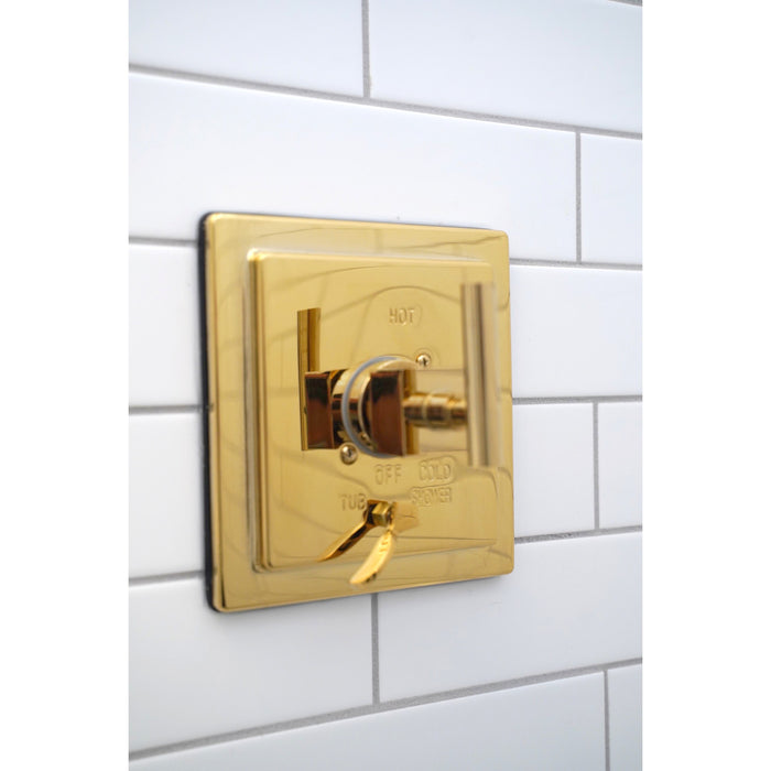 Kingston Sona KB86520CQL - Claremont Single-Handle Pressure Balanced Tub and Shower Faucet, Polished Brass