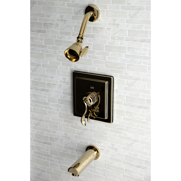Kingston Sona KB86520DFL Single-Handle Pressure Balanced Tub and Shower Faucet, Polished Brass