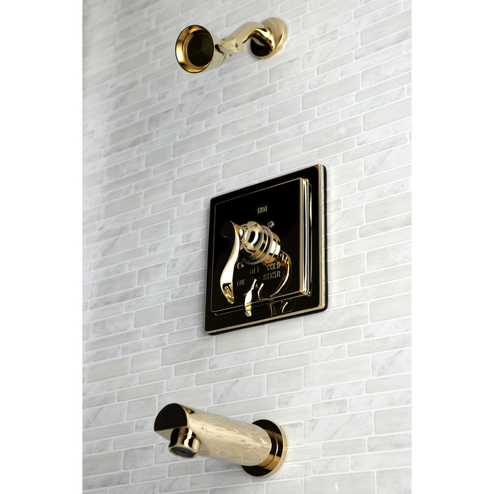 Kingston Sona KB86520DFL Single-Handle Pressure Balanced Tub and Shower Faucet, Polished Brass