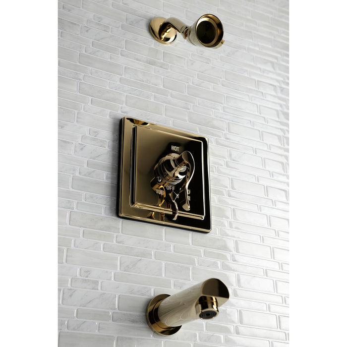 Kingston Sona KB86520DFL Single-Handle Pressure Balanced Tub and Shower Faucet, Polished Brass