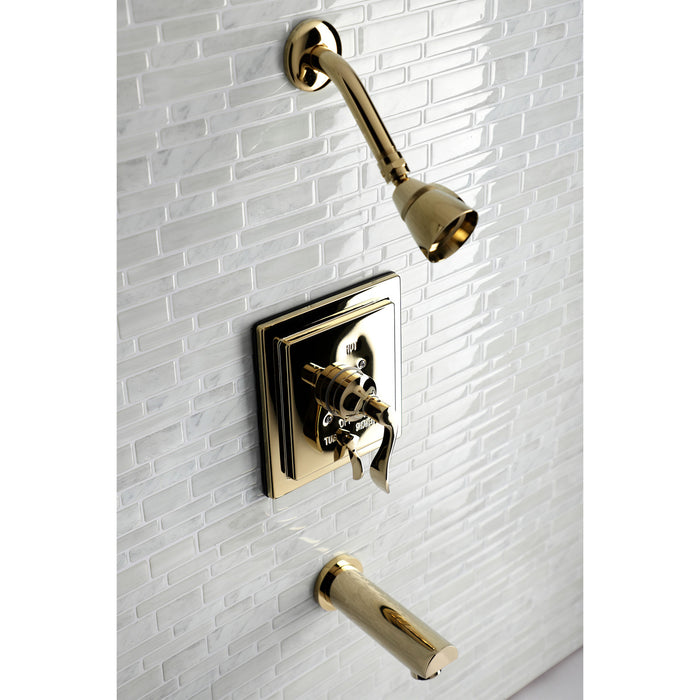 Kingston Sona KB86520DFL Single-Handle Pressure Balanced Tub and Shower Faucet, Polished Brass