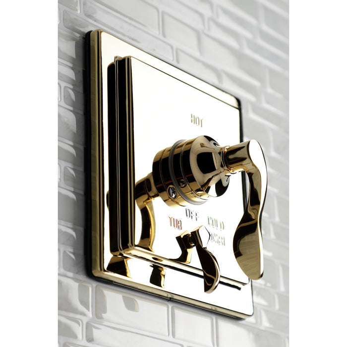 Kingston Sona KB86520DFL Single-Handle Pressure Balanced Tub and Shower Faucet, Polished Brass
