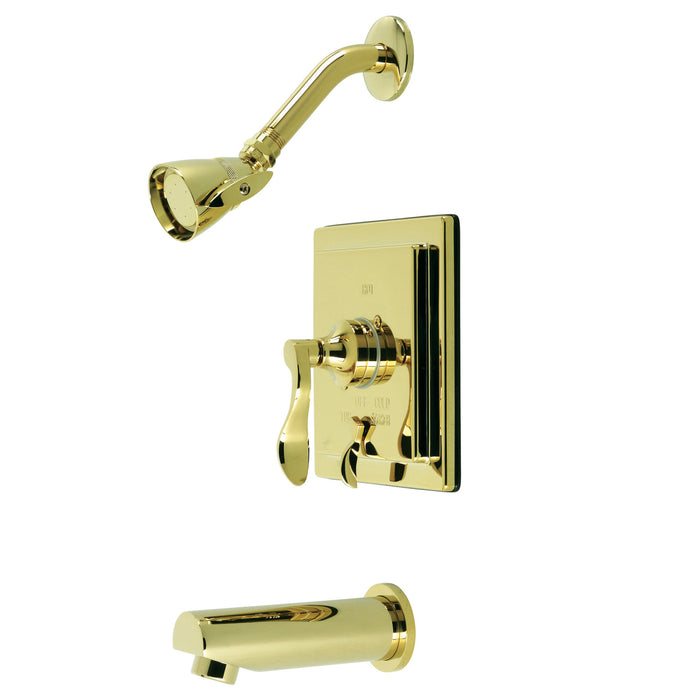 Kingston Sona KB86520DFL Single-Handle Pressure Balanced Tub and Shower Faucet, Polished Brass