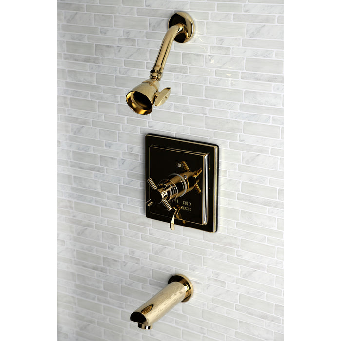 Kingston Sona KB86520DX Single-Handle Pressure Balanced Tub and Shower Faucet, Polished Brass