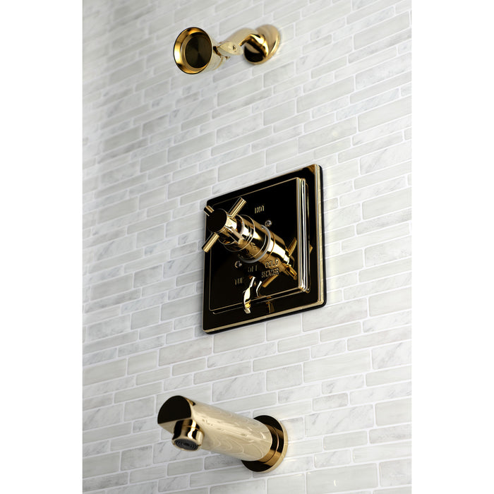Kingston Sona KB86520DX Single-Handle Pressure Balanced Tub and Shower Faucet, Polished Brass