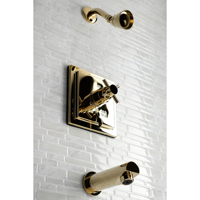 Kingston Sona KB86520DX Single-Handle Pressure Balanced Tub and Shower Faucet, Polished Brass