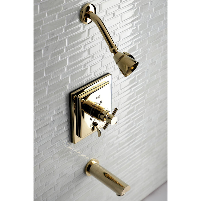 Kingston Sona KB86520DX Single-Handle Pressure Balanced Tub and Shower Faucet, Polished Brass