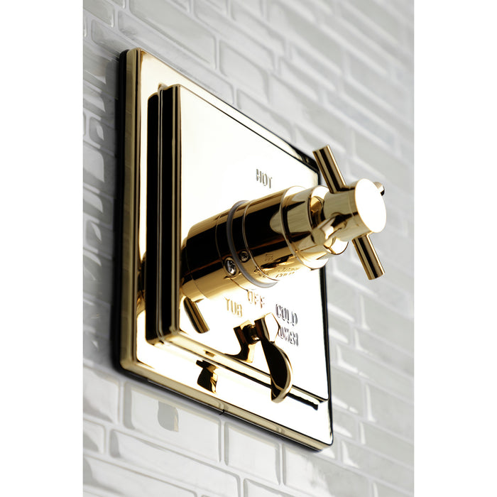 Kingston Sona KB86520DX Single-Handle Pressure Balanced Tub and Shower Faucet, Polished Brass