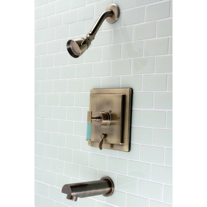 Kingston Sona KB86530CKL - Kaiser Single-Handle Pressure Balanced Tub and Shower Faucet, Antique Brass