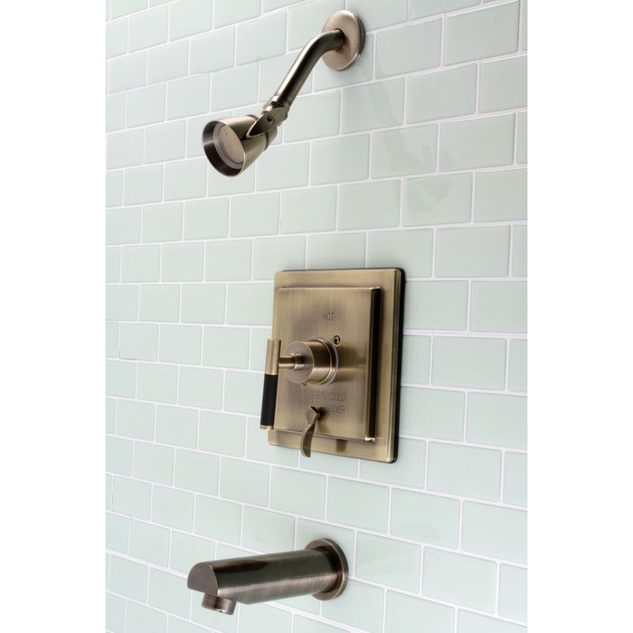 Kingston Sona KB86530CKL - Kaiser Single-Handle Pressure Balanced Tub and Shower Faucet, Antique Brass