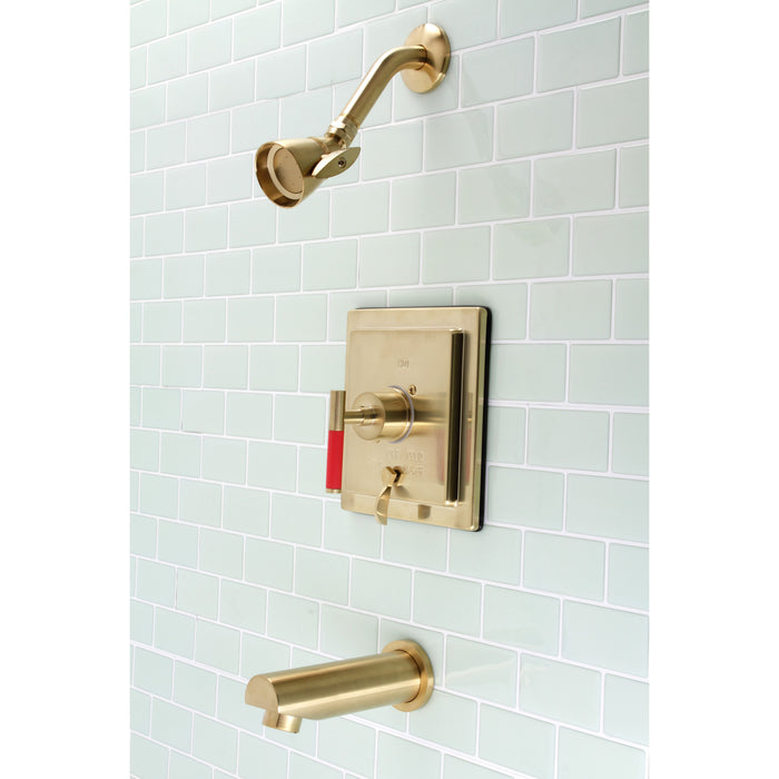 Kingston Sona KB86570CKL - Kaiser Single-Handle Pressure Balanced Tub and Shower Faucet, Brushed Brass