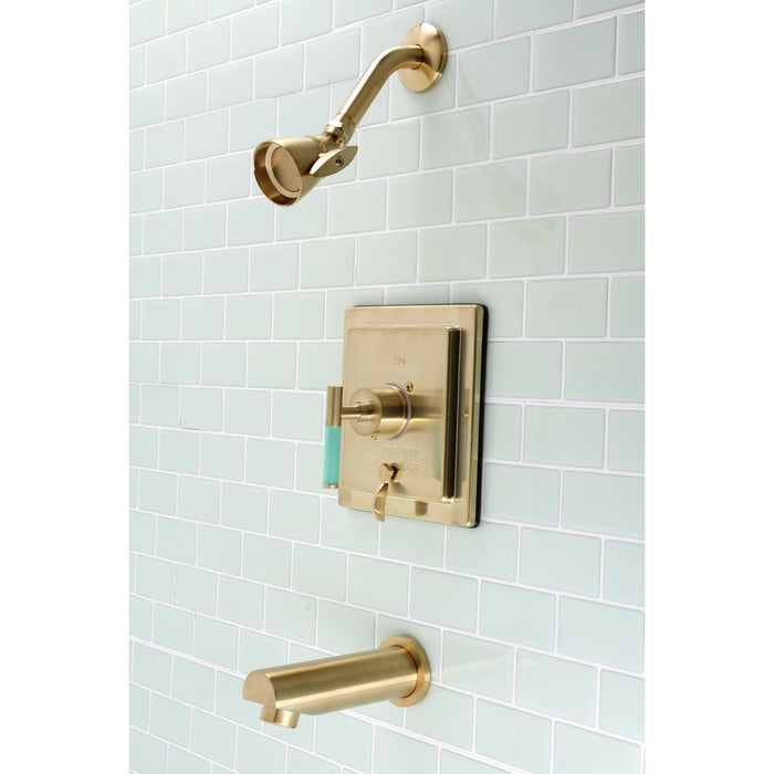 Kingston Sona KB86570CKL - Kaiser Single-Handle Pressure Balanced Tub and Shower Faucet, Brushed Brass