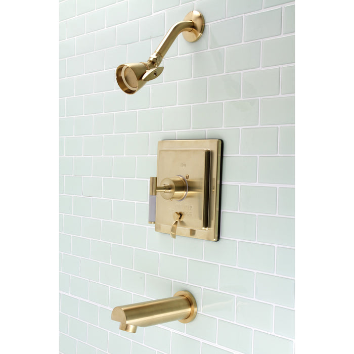 Kingston Sona KB86570CKL - Kaiser Single-Handle Pressure Balanced Tub and Shower Faucet, Brushed Brass