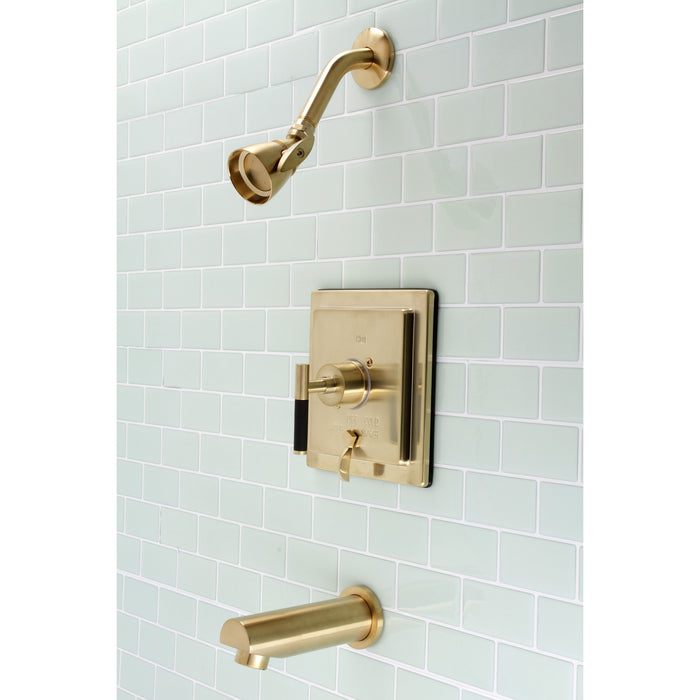 Kingston Sona KB86570CKL - Kaiser Single-Handle Pressure Balanced Tub and Shower Faucet, Brushed Brass