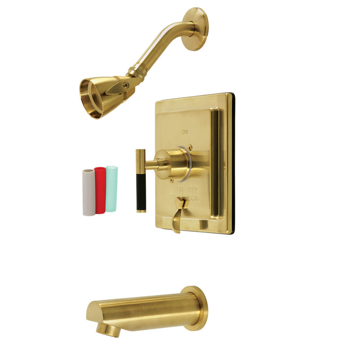 Kingston Sona KB86570CKL - Kaiser Single-Handle Pressure Balanced Tub and Shower Faucet, Brushed Brass