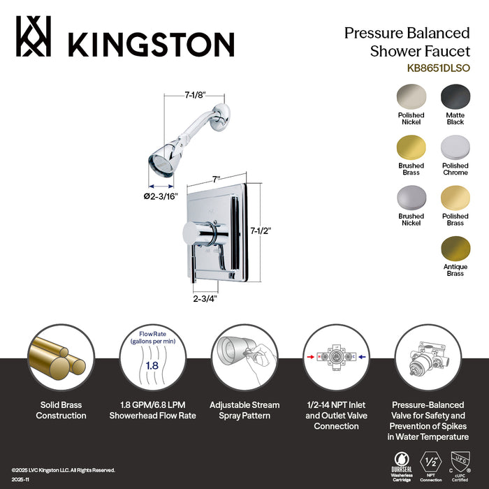 Kingston Sona KB8657DLSO - Concord Single-Handle Pressure Balanced Shower Faucet, Brushed Brass