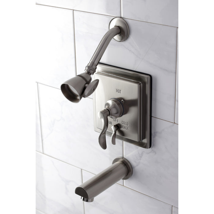 Kingston Sona KB86580DFL Single-Handle Pressure Balanced Tub and Shower Faucet, Brushed Nickel