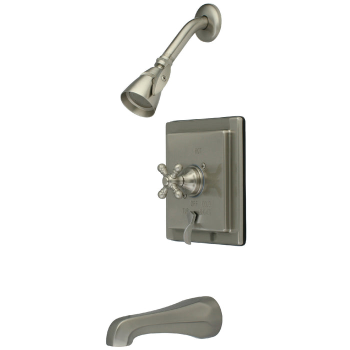 Kingston Tulare KB86584BX - English Vintage Single-Handle Pressure Balanced Tub and Shower Faucet, Brushed Nickel
