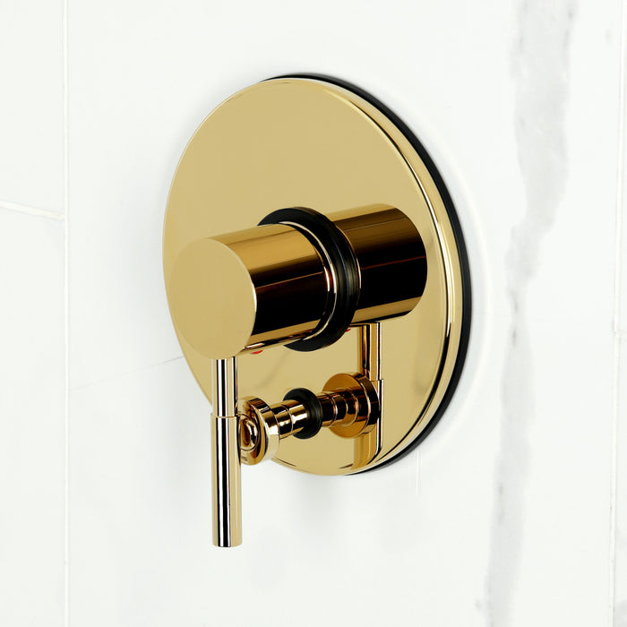 Kingston Concord KB86920DLLST Single-Handle Pressure Balanced Tub and Shower Faucet, Valve and Trim Only, Polished Brass (Valve Included)